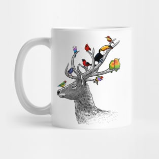 Deer with tropical birds Mug